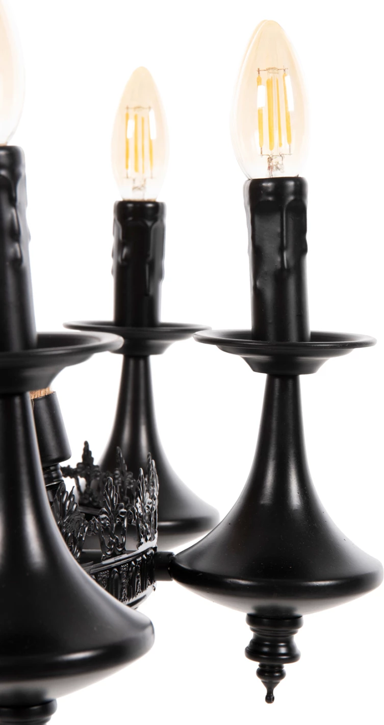 Llambë tavanore me 8 drita, FH4169, metal i zi, Φ66x131H cm