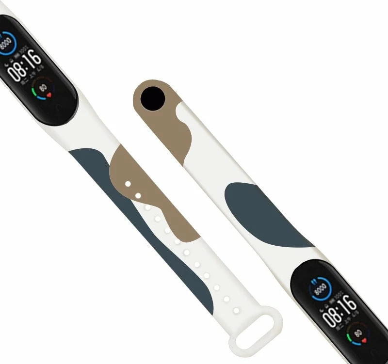 Rrip silikoni Hurtel Strap Moro për Xiaomi Mi Band 3/4, kamuflazh, bardhë/gri/rozë