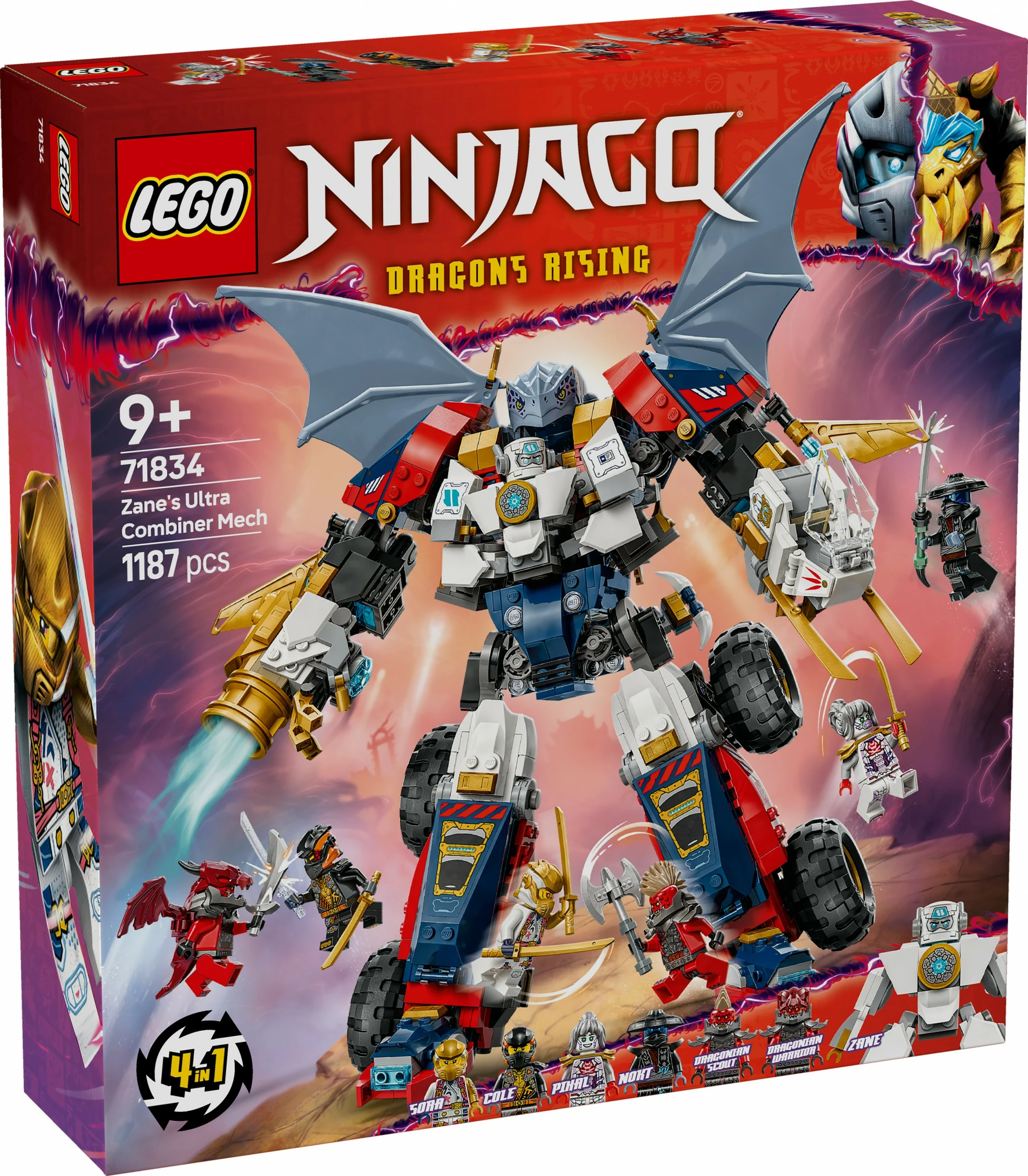 Set ndërtimi LEGO NINJAGO Zane’s Ultra Combiner Mech 71834, 1187 pjesë, shumëngjyrësh