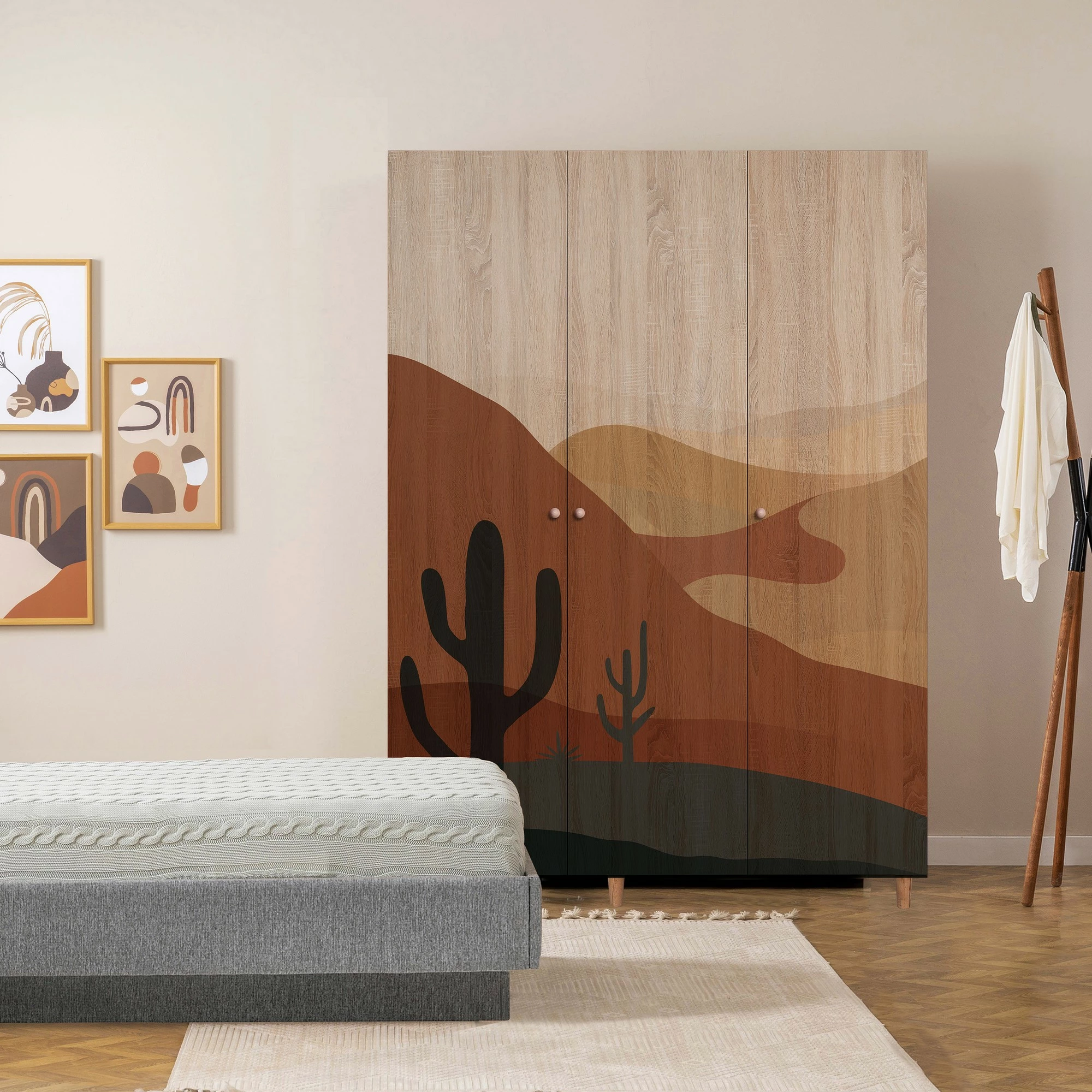 Dollap Lena 3, Skye Decor, ngjyrë sonomo, 135x192x52cm