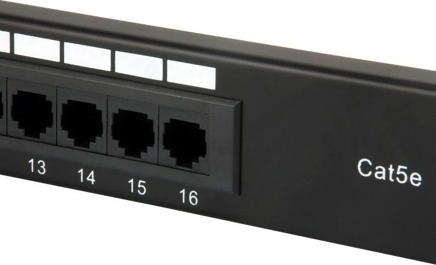 Patch panel Equip 16-portë Cat5e, 1U, rackmount, e zezë