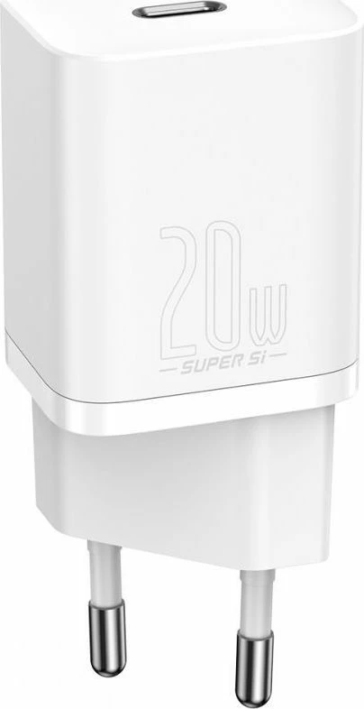 Karikues Baseus Super Si BSU2026WHT 20W 1x USB-C PD/QC, i bardhë, pa kabllo