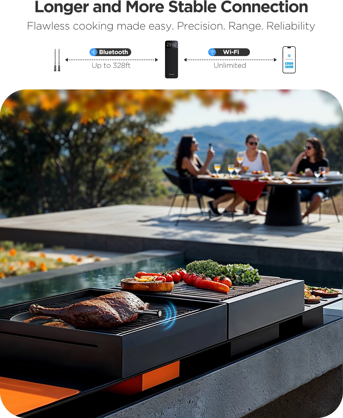 Termometër mishi Govee GoveeLife, wireless Bluetooth + WiFi, 2 sonda, LCD, rreze deri 150 m, i zi