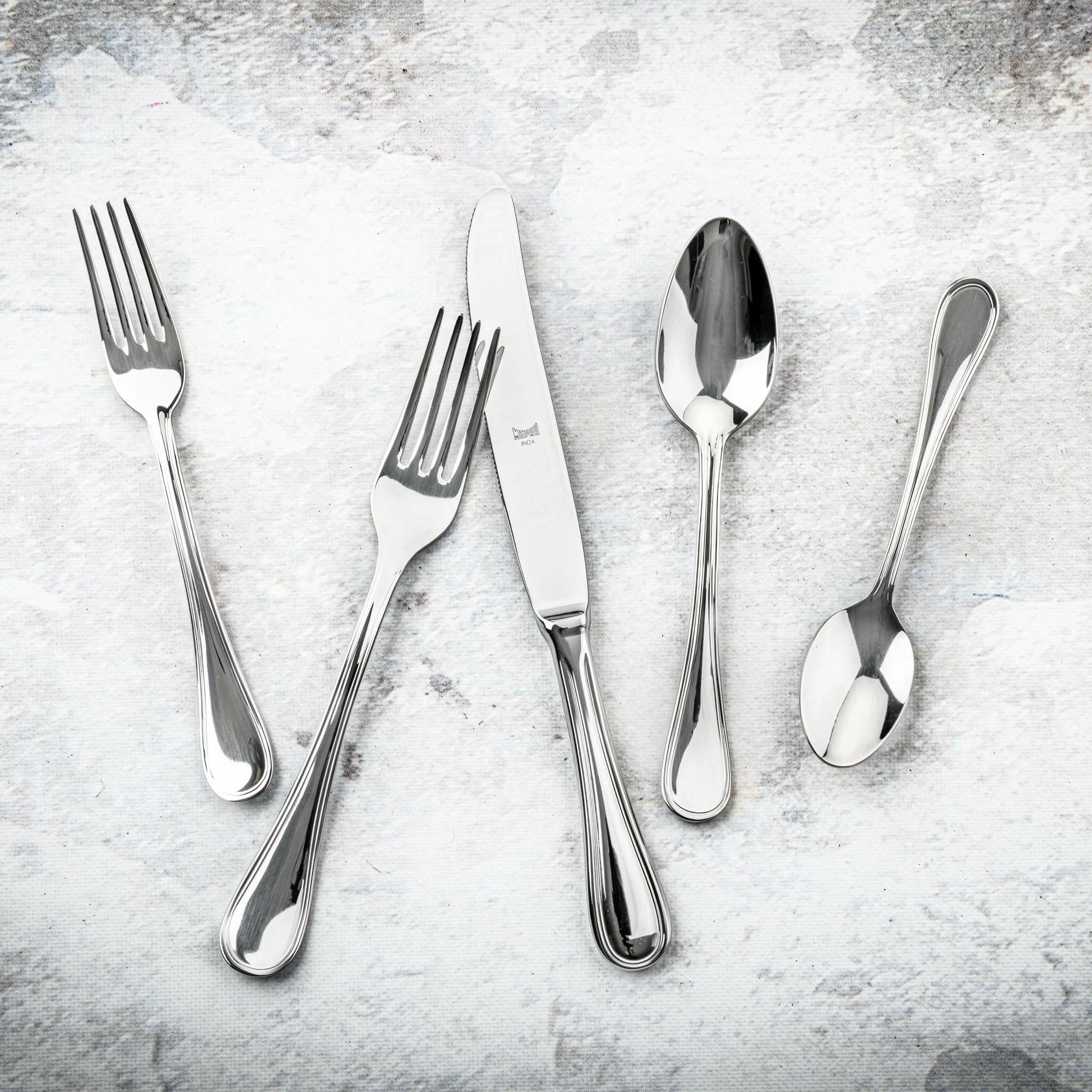 Thikë ëmbëlsirash Mepra Norma dore e zbrazët çelik inox 18/10 2.5 mm argjendtë