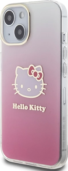Mbështjellës Hello Kitty IML Gradient Electrop Kitty Head për iPhone 15, rozë
