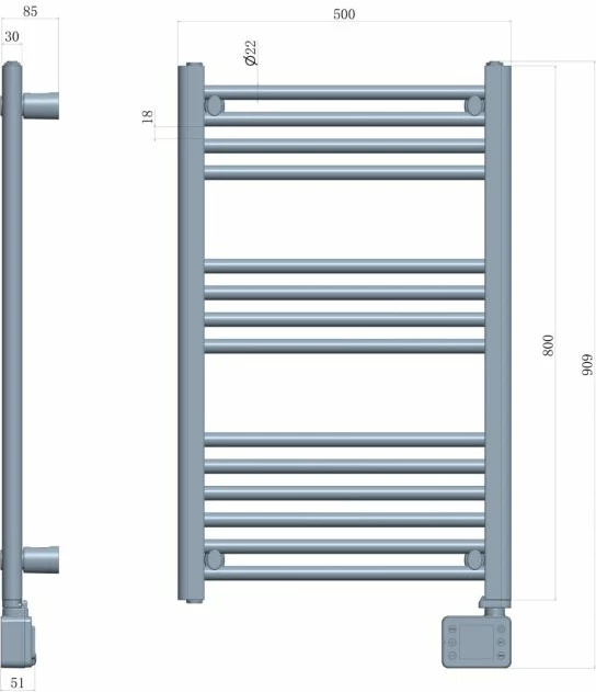 radiator elektrik shkallë për banjo Adler AD7824 600W LED touch 50×90 cm, i bardhë
