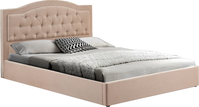 Krevat dopio me hapësirë magazinimi, pëlhurë bezhë, 160x200cm