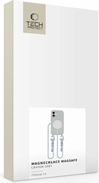 Mbështjellës Tech-Protect Magnecklace për iPhone 15 Pro Max, MagSafe, Gri me litar