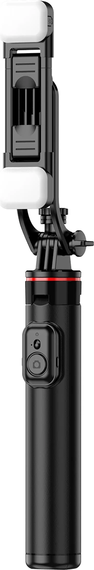 Selfie stick Hurtel WC12YDS tripod teleskopik me dy llampa, 1.3m, Bluetooth, i zi