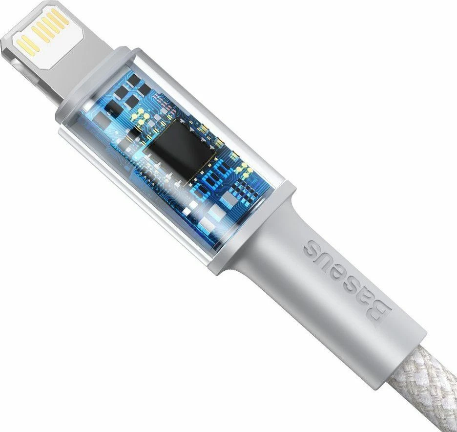 Kabllo Baseus USB-C në Lightning 1 m Power Delivery 20W, e bardhë, 1 copë