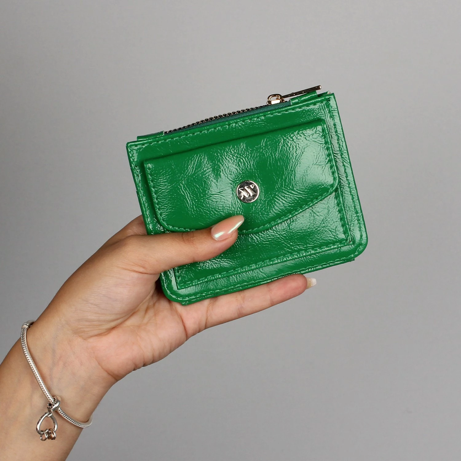 Portofol prej lëkure, ngjyrë e gjelbër, Zoozie Bags, 11.5x9cm