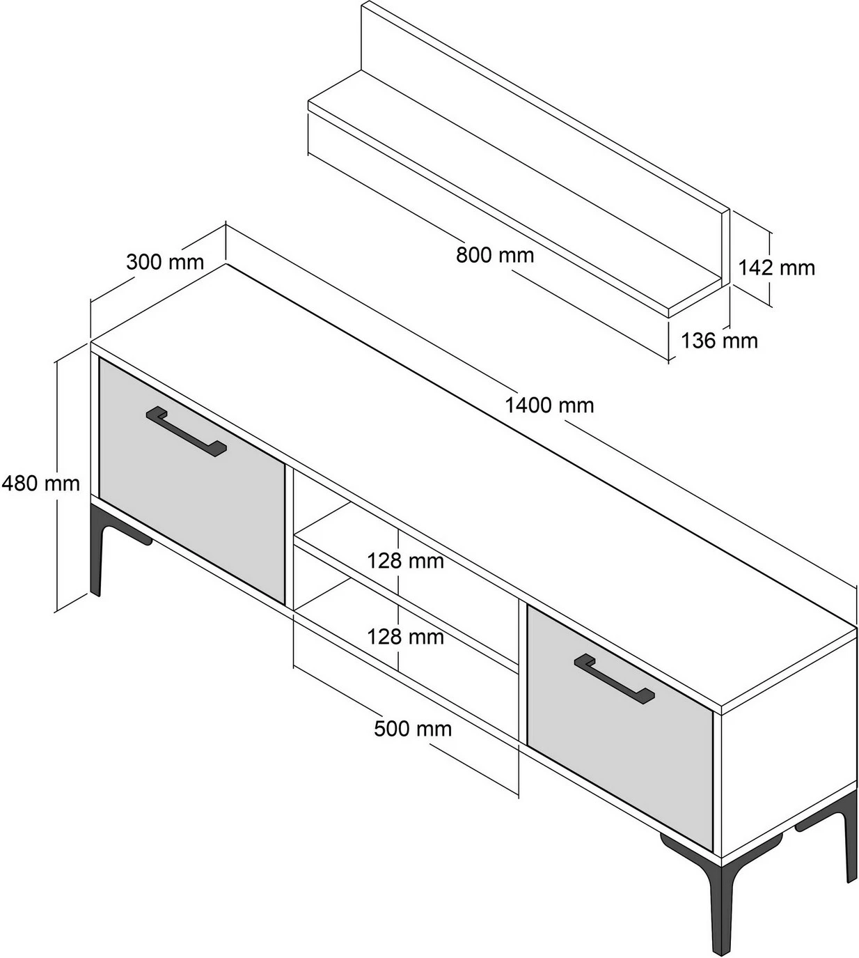 Komodë TV Hanah Home, Riga, e bardhë