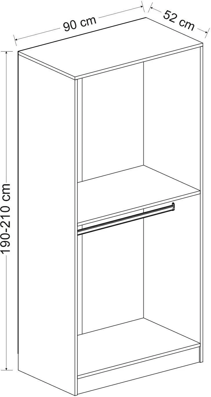 Dollap Skye Decor, ngjyrë antracit-lisi, 190cm