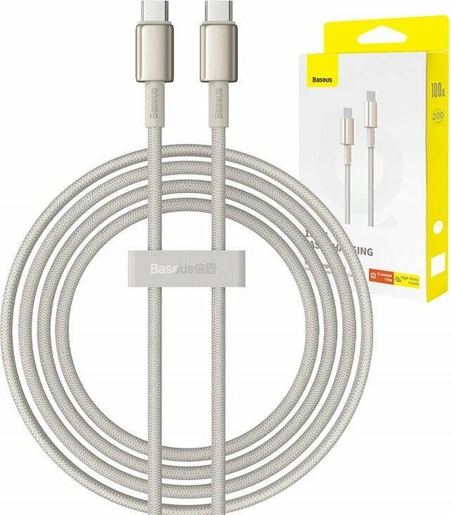 Kabllo USB-C Baseus Tungsten Gold P10319800G21-01, 2 m, PD 100W, 5A, USB-C në USB-C, e artë