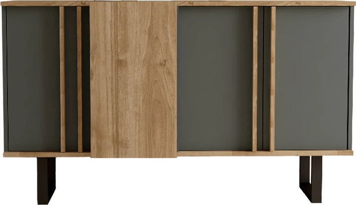 Sideboard Amanda I, ngjyrë antracit-arrë, 160x74x79cm