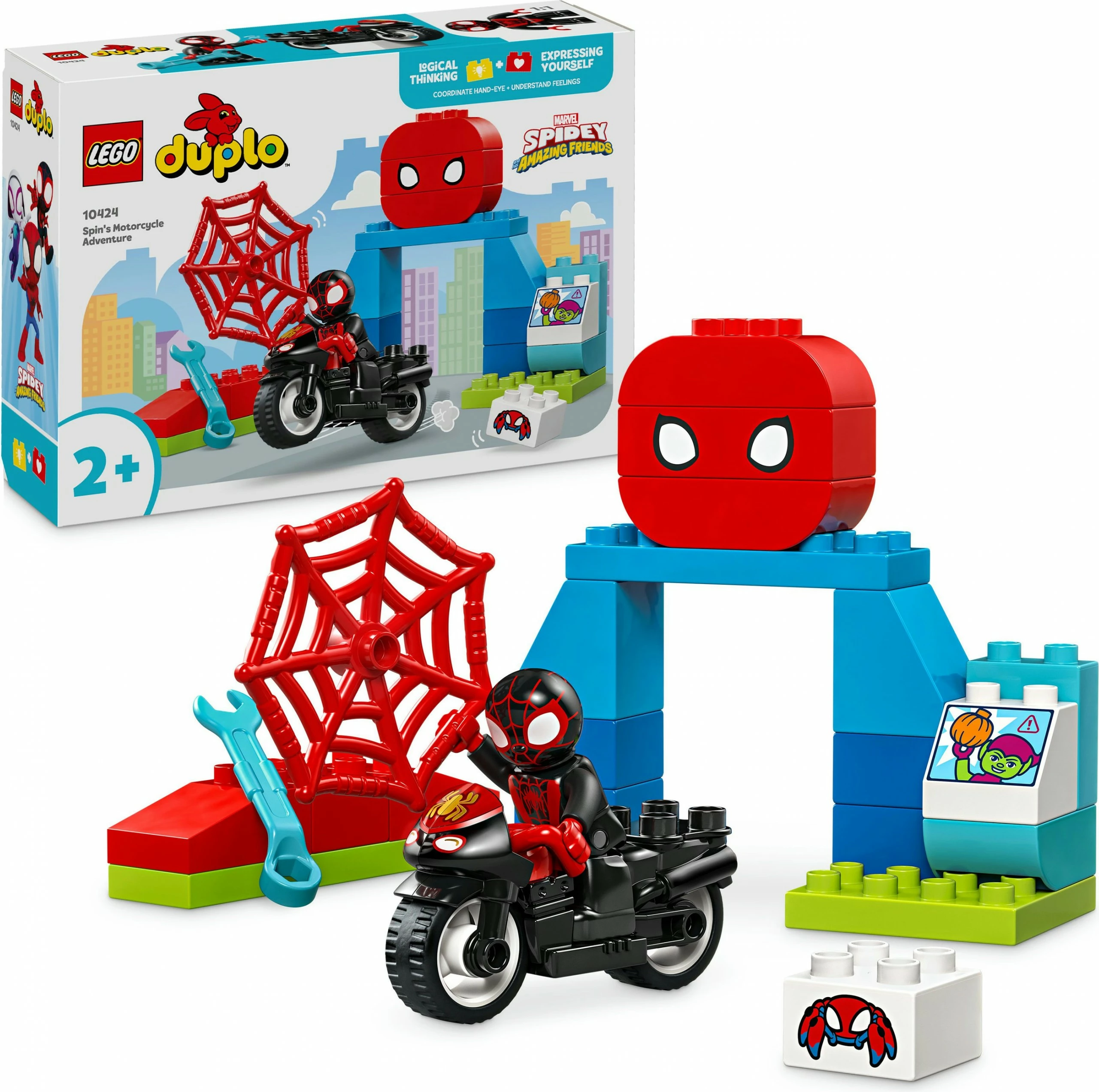 Set ndërtimi LEGO DUPLO Marvel 10424 Spin's Motorcycle Adventure, shumëngjyrësh