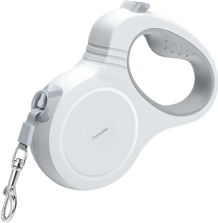 Litar automatik për qen Petsuper PL01, 5m, i bardhë