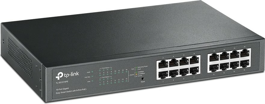 Switch TP-Link TL-SG1016PE, 16-Port Gigabit, 8-Port PoE+, Managed, Rack mounting