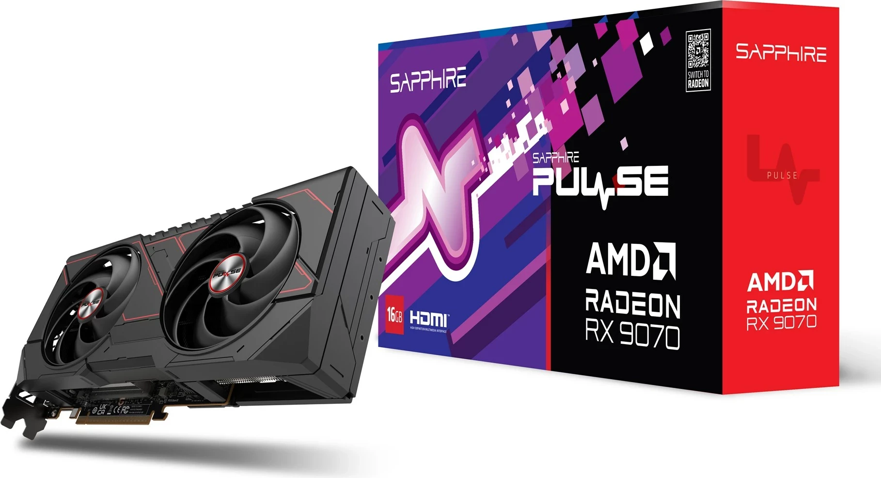 Kartelë grafike Sapphire PULSE Radeon RX 9070, 16 GB GDDR6, e zezë