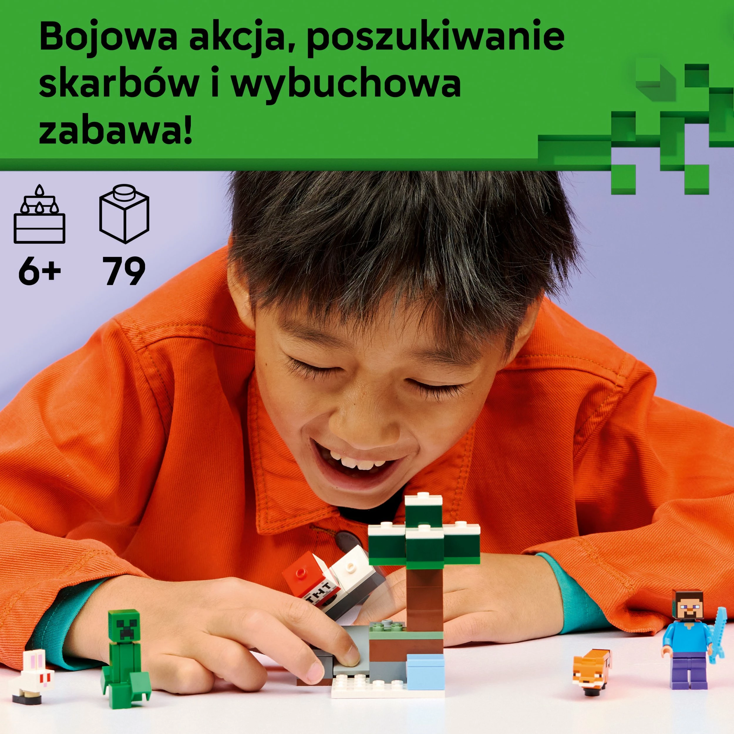 Set ndërtimi LEGO Minecraft 21583 Steve's Taiga Adventure, 79 copë, 6+