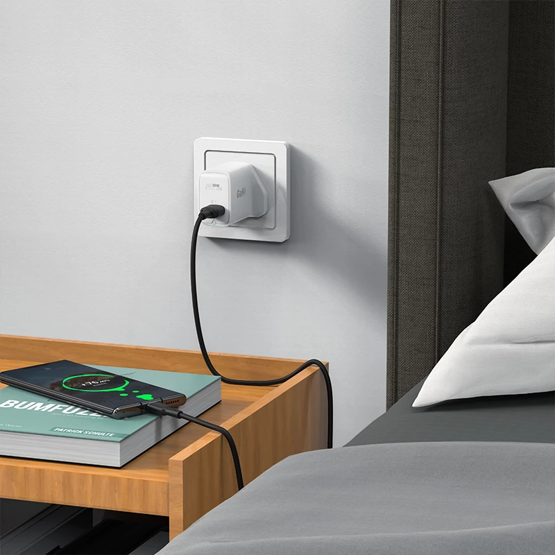 Karikues muri Acefast A24, USB-C, 30W, GaN, prizë UK, Bardhë