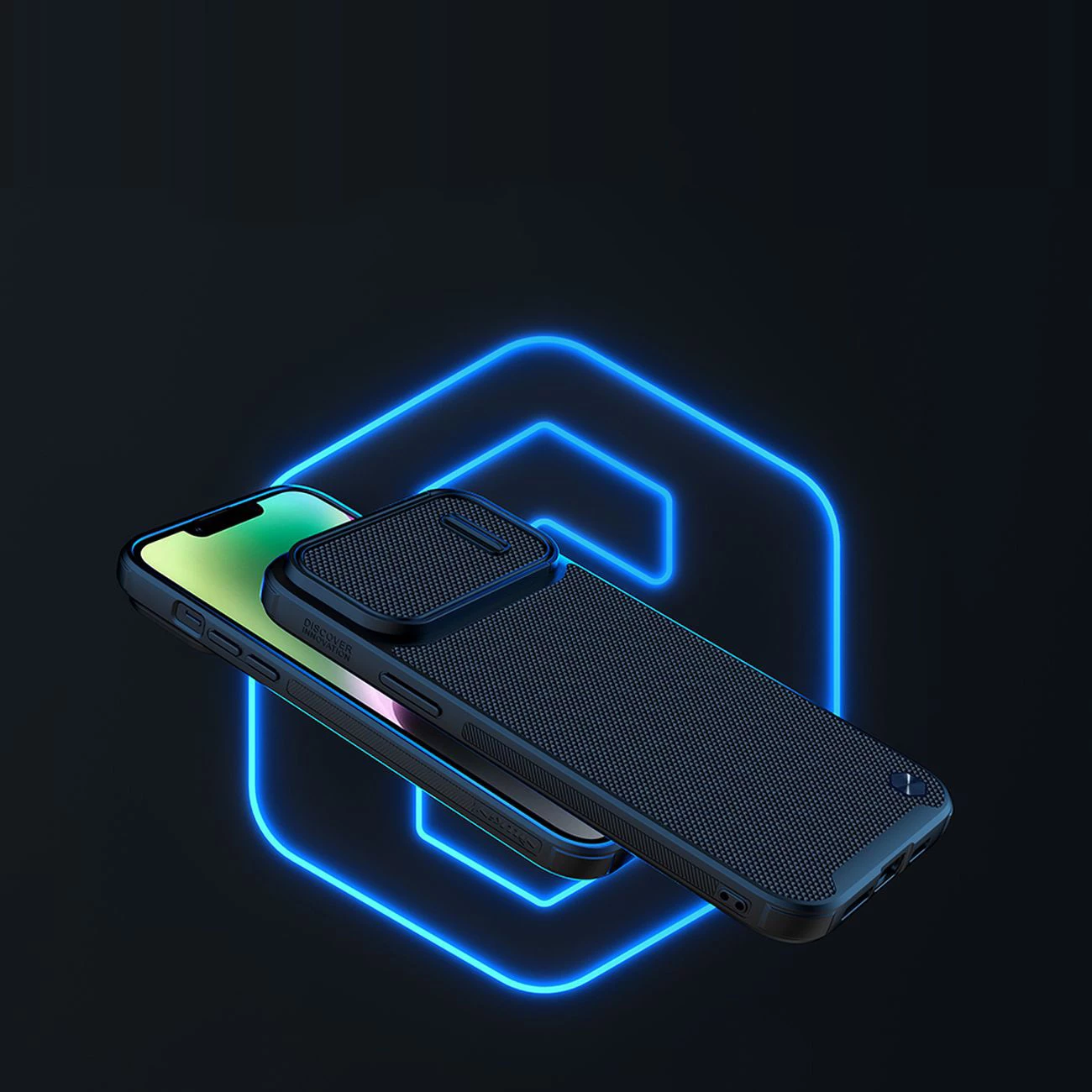 Mbështjellës Nillkin Textured S Case për iPhone 14, me kapak kamere, kaltër