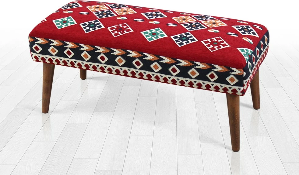 Pouf oriental rustic, shumëngjyrësh, Vezir v3, 91x42x46 cm