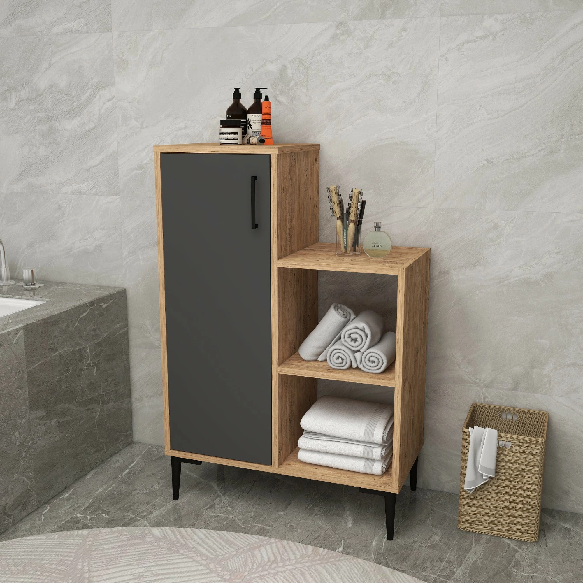 Dollap multifunksional Hanah Home, ngjyrë pishë Atlantike dhe antracit, Reysary