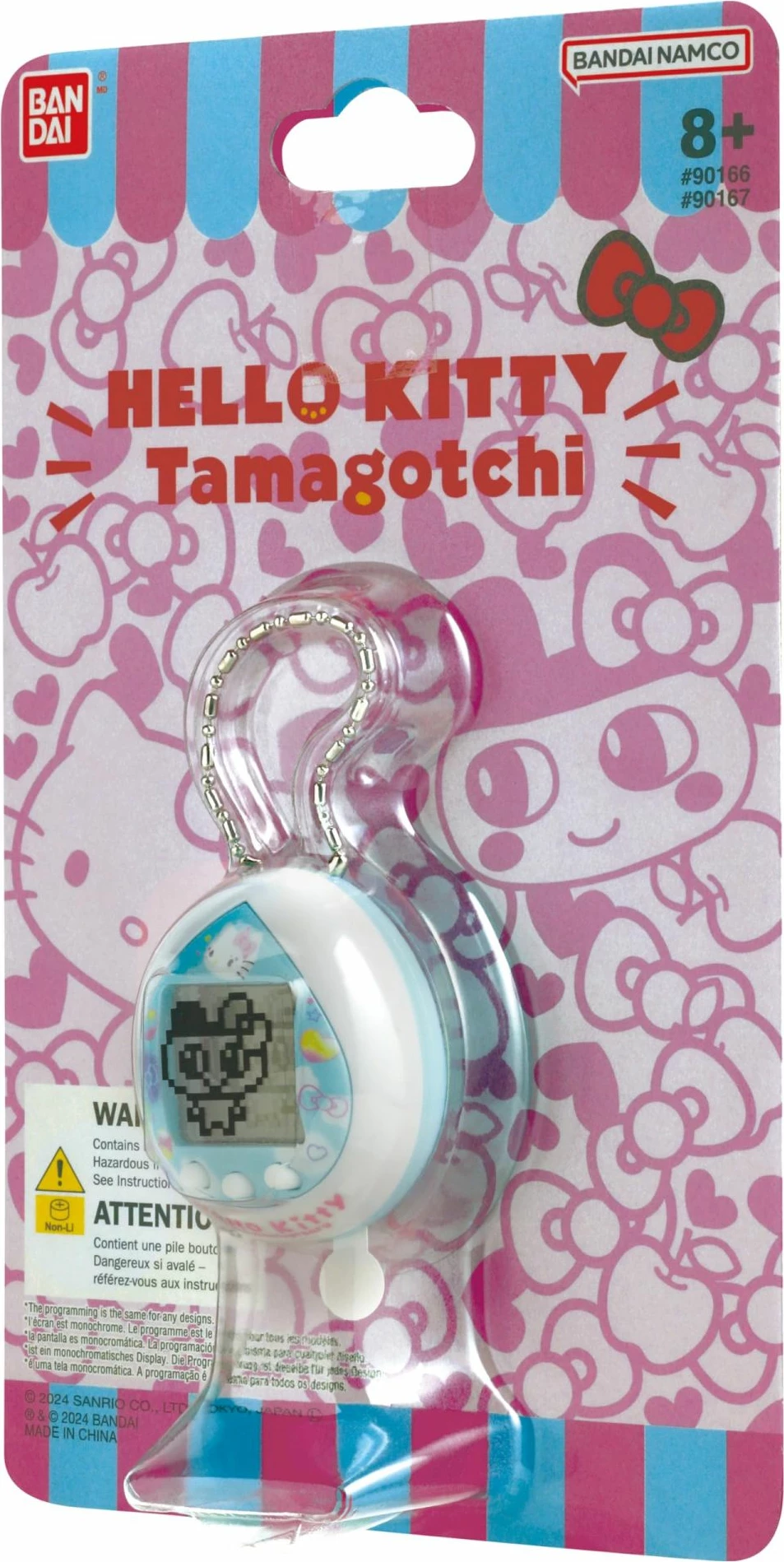 Lodër virtuale Tamagotchi Nano Hello Kitty 50th Anniversary, me mini-lojëra dhe zinxhir, Sky Blue