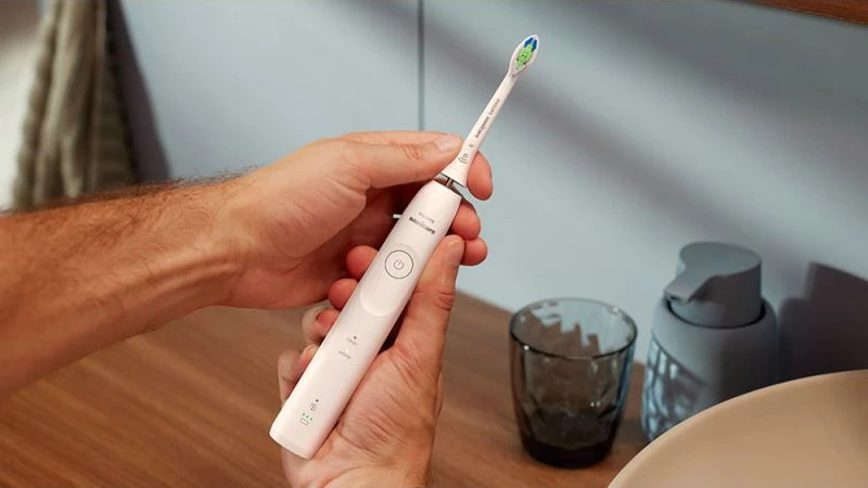 Furçë dhëmbësh elektrike, Philips Sonicare 5300 HX7109/01, 2 intensitete, kontroll presioni, Duopack, bardh e zi