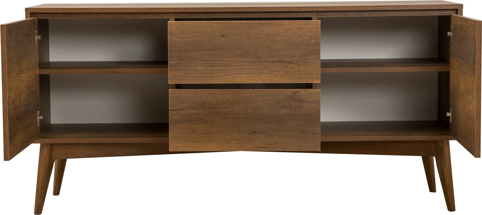 Set tavolinë me karrige dhe konsol, zgjatues, 7 pjesë, Skye Decor, Vina 03 1048, ngjyrë arre, blu e errët