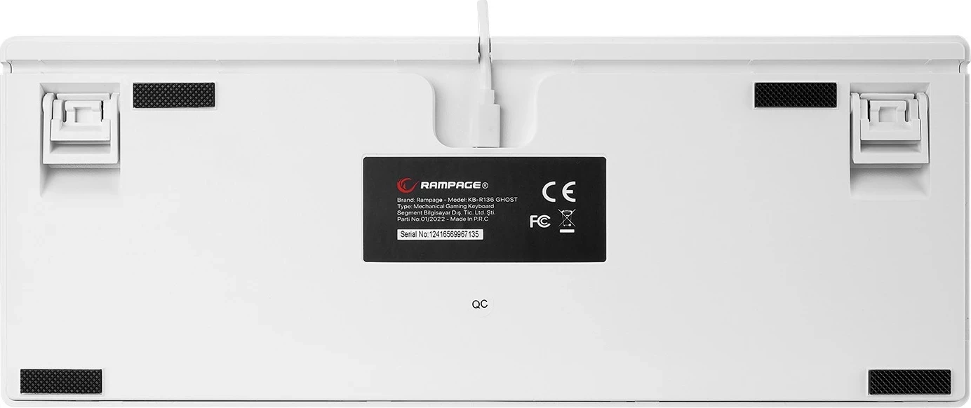 Tastierë mekanike Rampage TKL GHOST, Huano Red Switch, RGB, e bardhë
