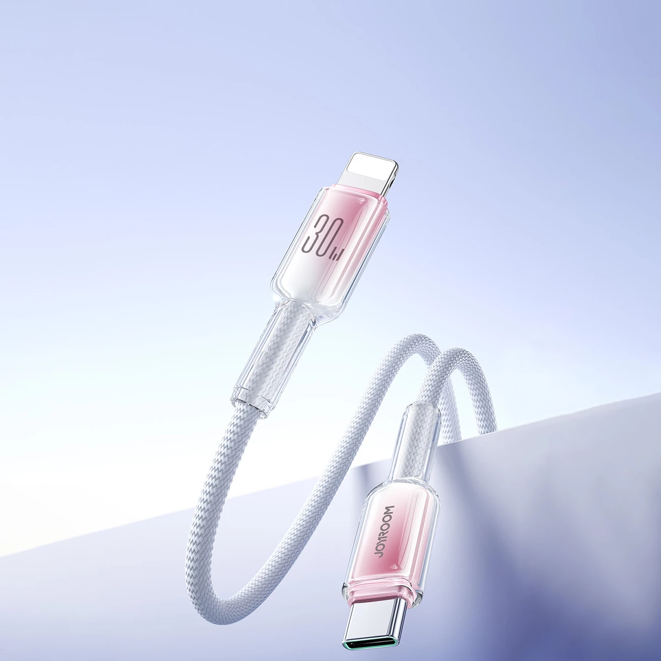 Kabllo Joyroom S-A42 Crystal-Clear Series, USB-C në Lightning, 1.2m, 30W, Bardhë