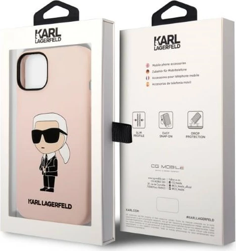 Mbështjellës Karl Lagerfeld Silicone Ikonik MagSafe për iPhone 14 Plus 6.7", rozë