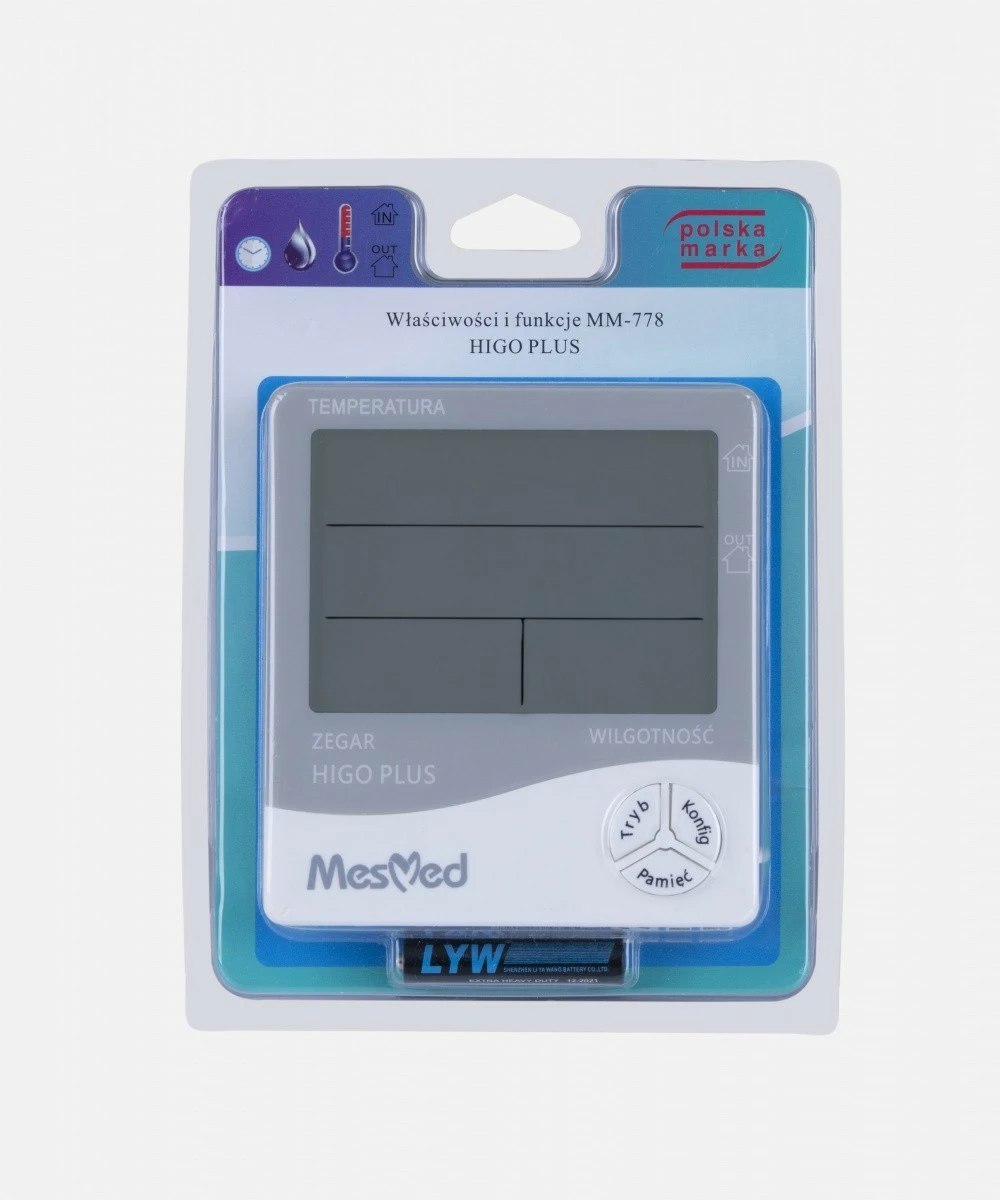 Higrometër Mesmed MM-778 Higo Plus me termometër dhe orë, Bardhë