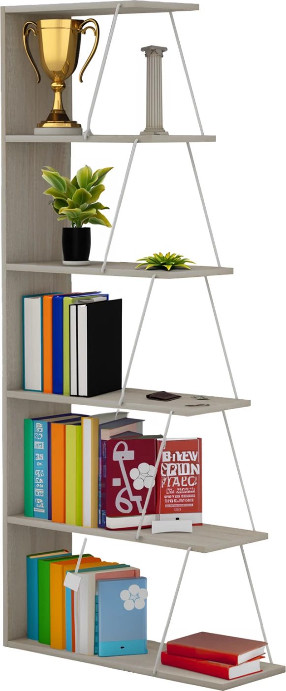 Raft librash MINI TARS FH2241.11 melaminë sonoma-shufra metali të bardha 65x22-24x146H cm