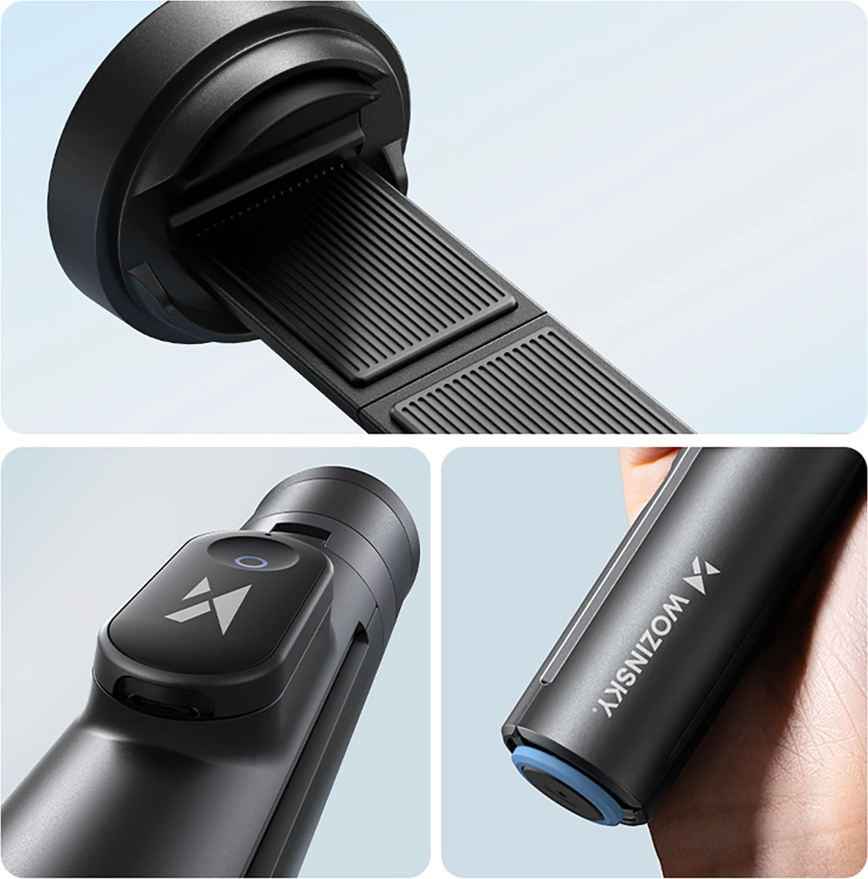 Selfie stick Wozinsky WRZP1 me këmbë që hapen automatikisht, tripod, 1.7m, zi