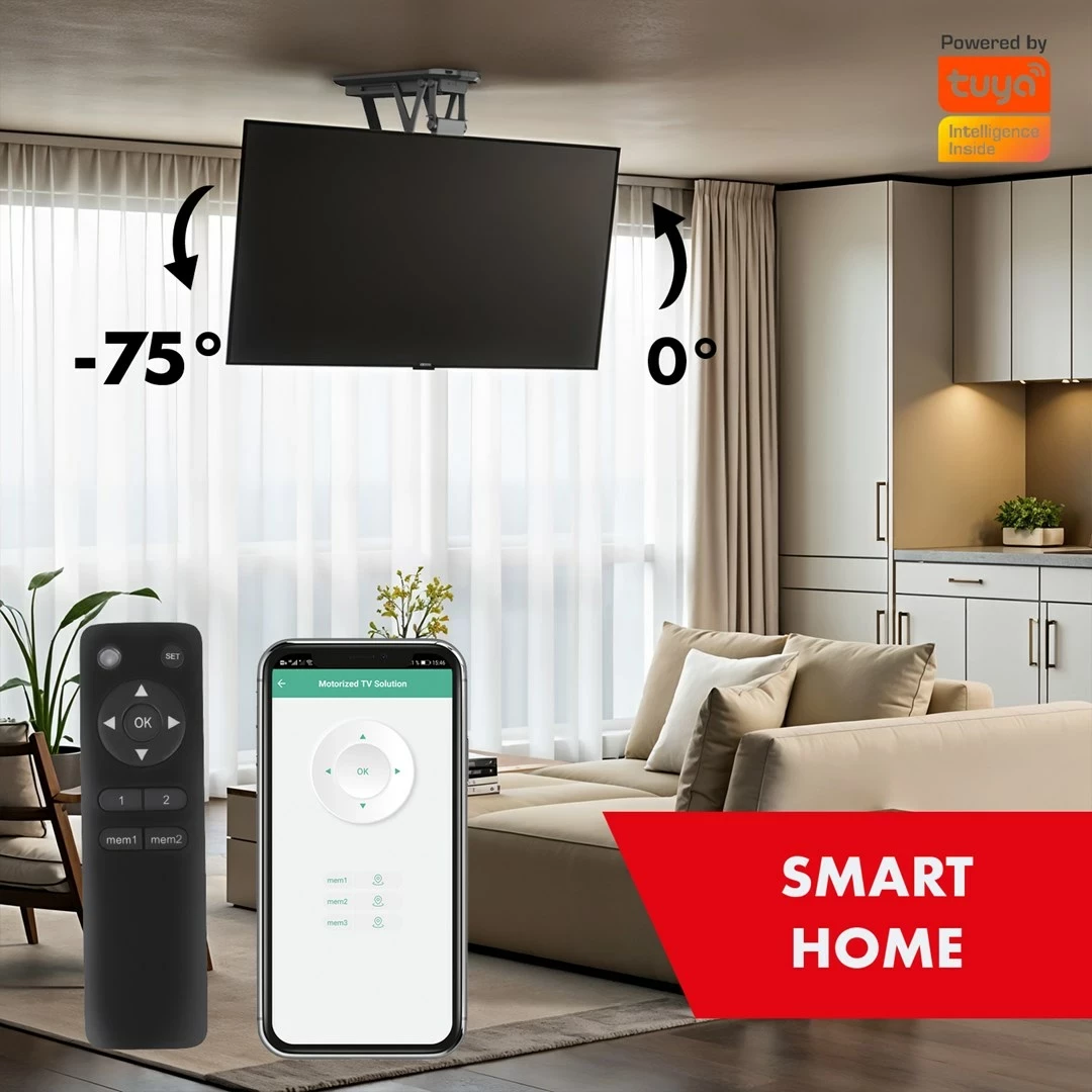 Mbajtës tavanor elektrik Maclean MC-492, për TV, 23"-55", i zi