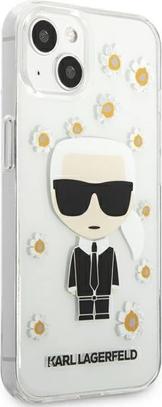 Mbështjellës Karl Lagerfeld KLHCP13SHFLT për iPhone 13 mini 5.4", Flower Ikonik Karl, Transparent