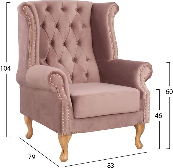 Karrige e madhe, ngjyrë rozë e zbehtë, POLINA, 83x75x107H cm, FH0053.05