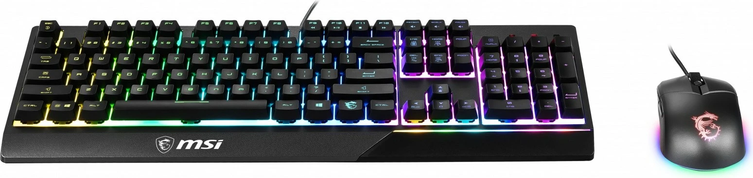 Kasë tastierë MSI Vigor GK30 me maus Clutch GM11, RGB, me kabllo, e zezë, set