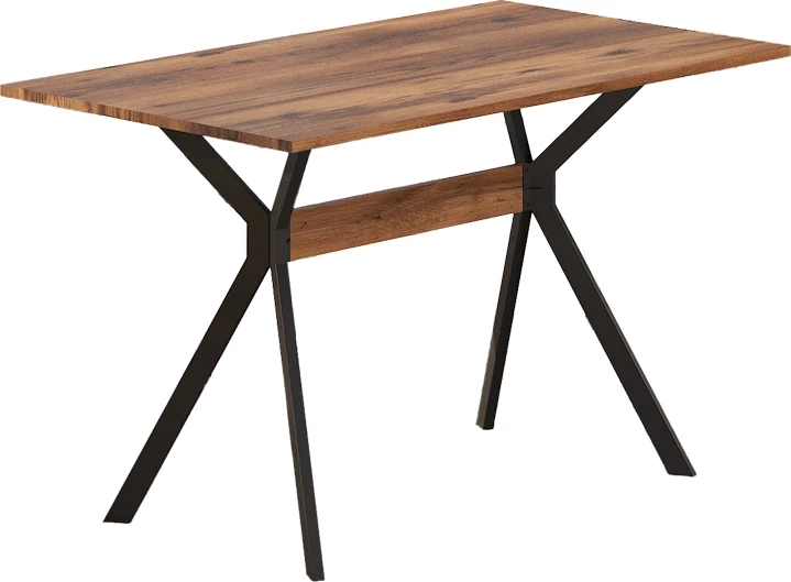 Tavolinë Laluka me këmbë metalike të zeza, hije arre, 120x70x74 cm