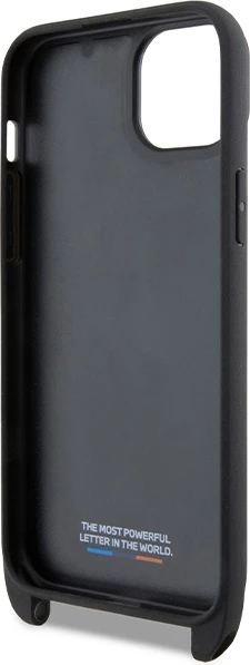 Mbështjellës BMW M Edition Carbon Tricolor Lines & Strap për iPhone 15/14/13, i zi