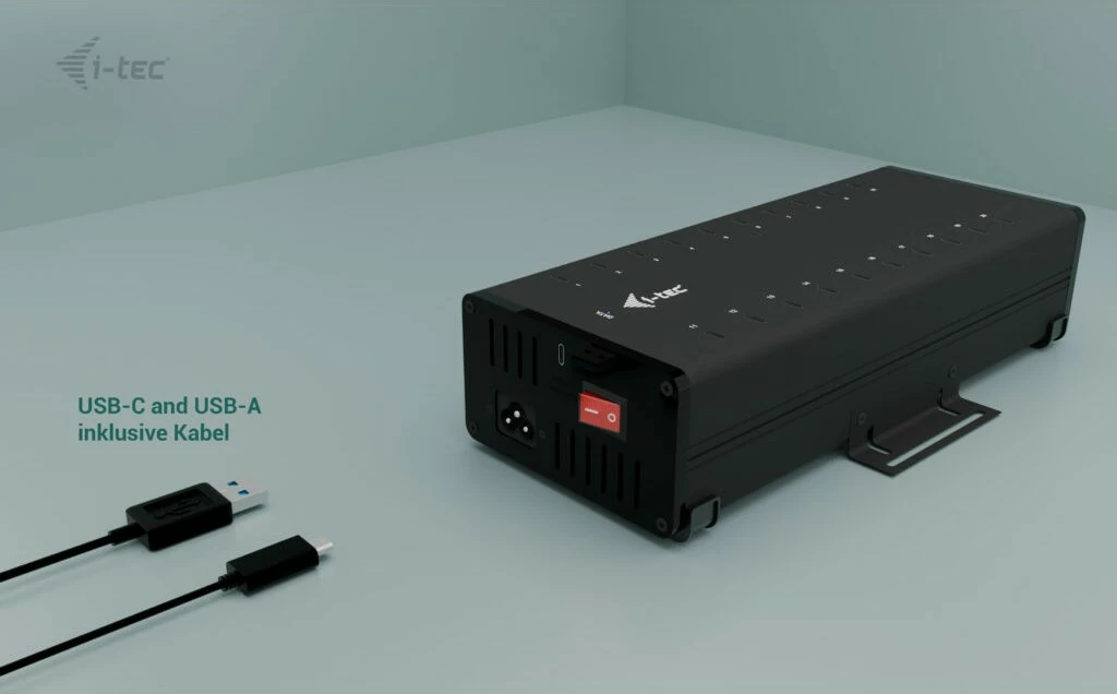 HUB USB-C/USB-A i-tec, 20 porta, 15W për port, 300W, i zi