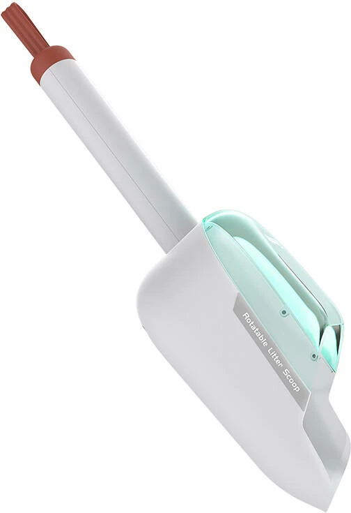 Lopatë rotative Cheerble C0621 për rërë të kafshëve, ABS/PC/silikon, e bardhë/jeshile