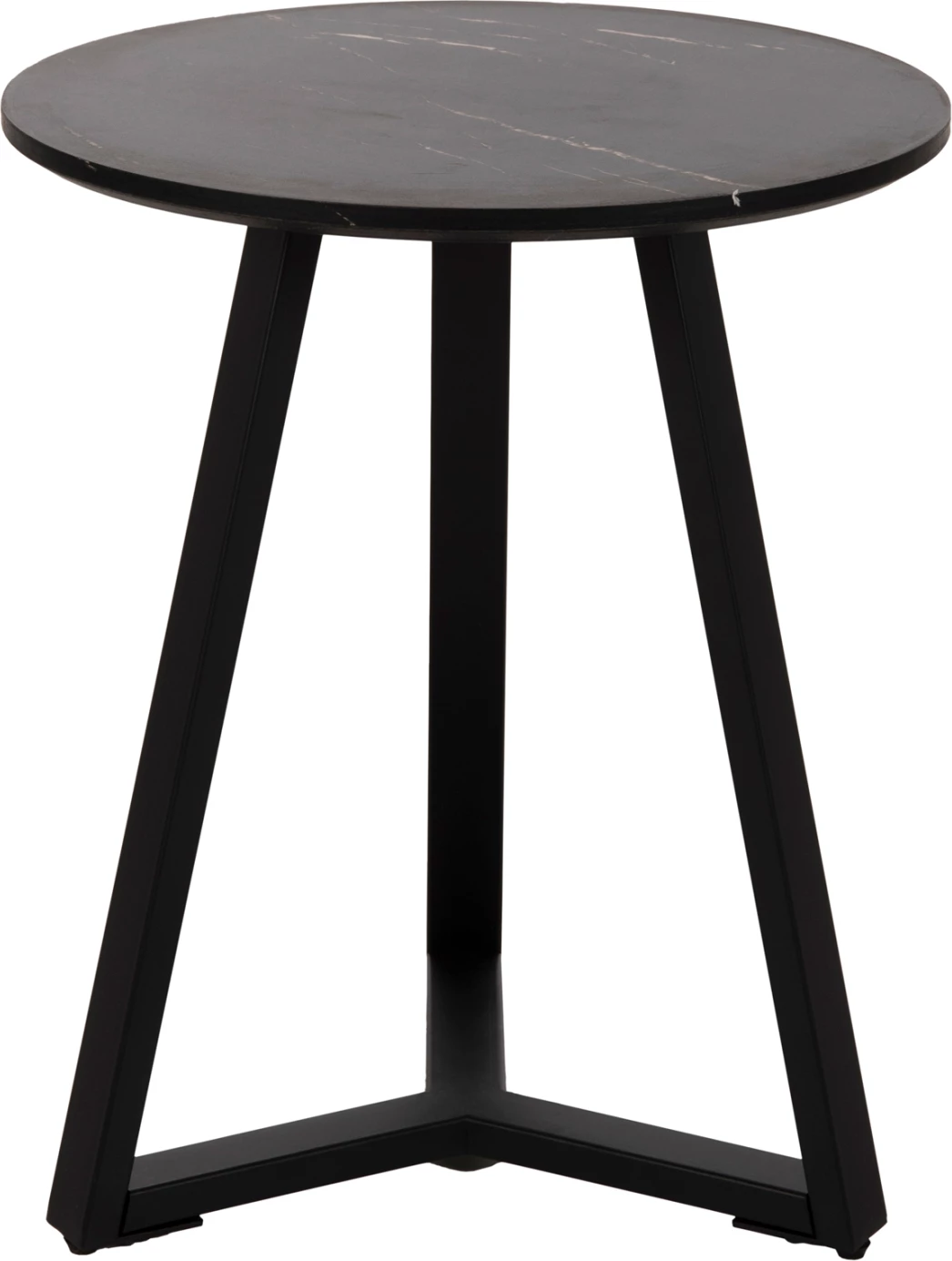 Sipërfaqe tavoline anësore FH9587.01 MDF mermer i zi-bazë metalike e zezë Φ45x55Hcm