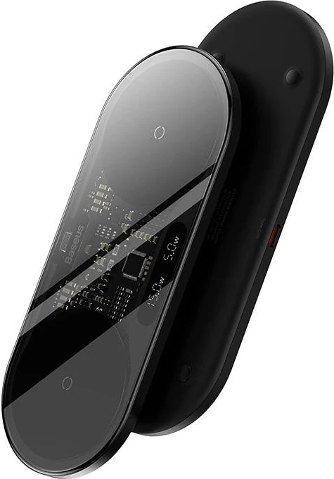 Karikues wireless Baseus WXSX010101, Dual Qi, 20W, me ekran LED, i zi