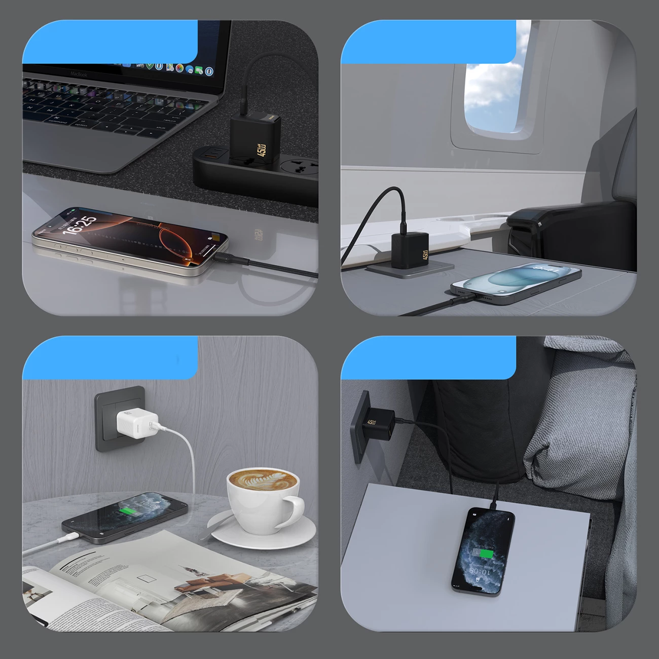 Karikues muri Dudao A28C, GaN, 45W, me kabllo USB-C, Bardhë