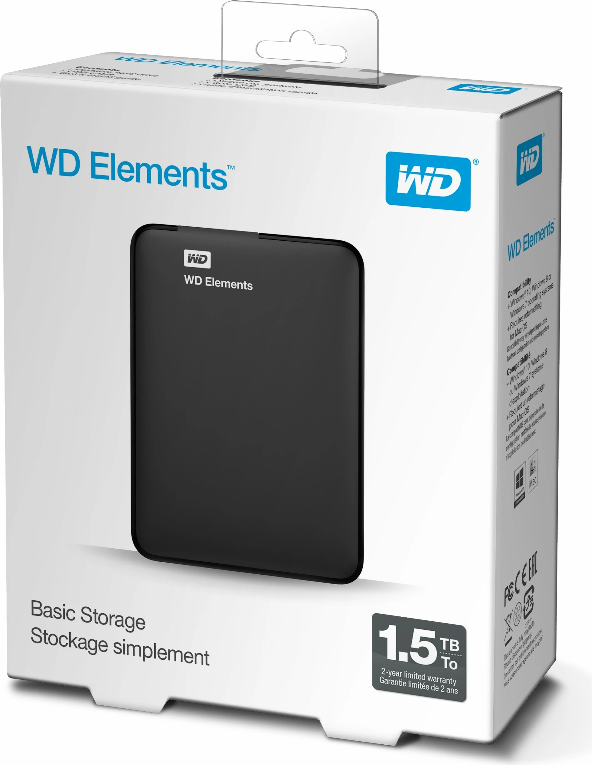 Hard disk Western Digital WD Elements Portable, 1.5 TB, 2.5", 3.2 Gen 1, e zezë
