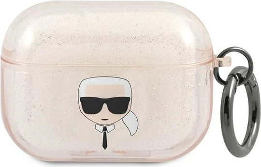 Mbështjellës Karl Lagerfeld KLAPUKHGD për AirPods Pro, Glitter Karl`s Head, Ari